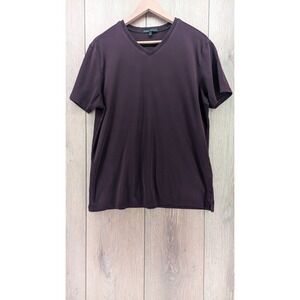 Robert Barakett Pima Cotton V-Neck Tee – Deep Bordeaux – Size Large
